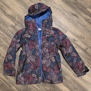 Kids Leaf Pattern Jacket - Blue and Purple